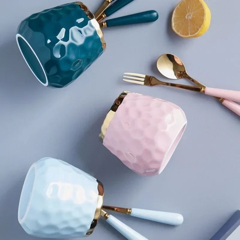 Creative Ceramic Storage Jar Elegant Concave Stria Gold Edge Tableware For Dried Fruits Nuts 1