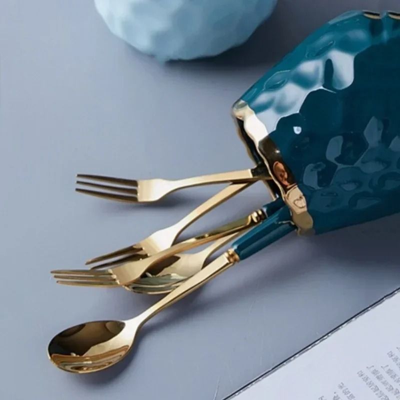 Creative Ceramic Storage Jar Elegant Concave Stria Gold Edge Tableware For Dried Fruits Nuts 3