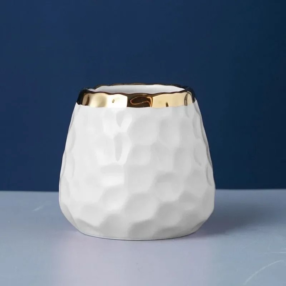 Creative Ceramic Storage Jar Elegant Concave Stria Gold Edge Tableware For Dried Fruits Nuts 6