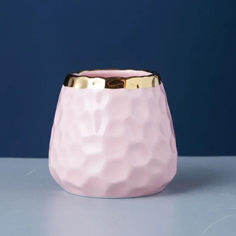 Creative Ceramic Storage Jar Elegant Concave Stria Gold Edge Tableware For Dried Fruits Nuts 9