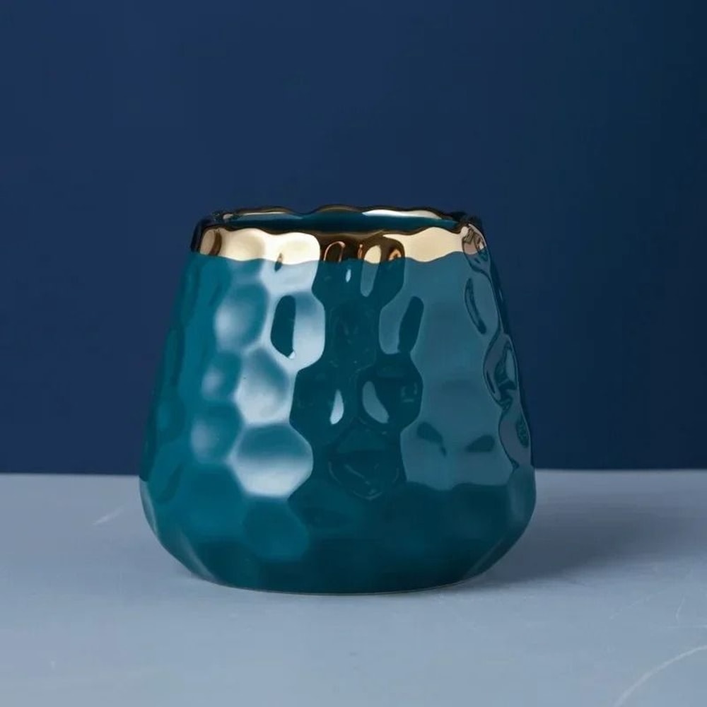 Creative Ceramic Storage Jar Elegant Concave Stria Gold Edge Tableware For Dried Fruits Nuts 7