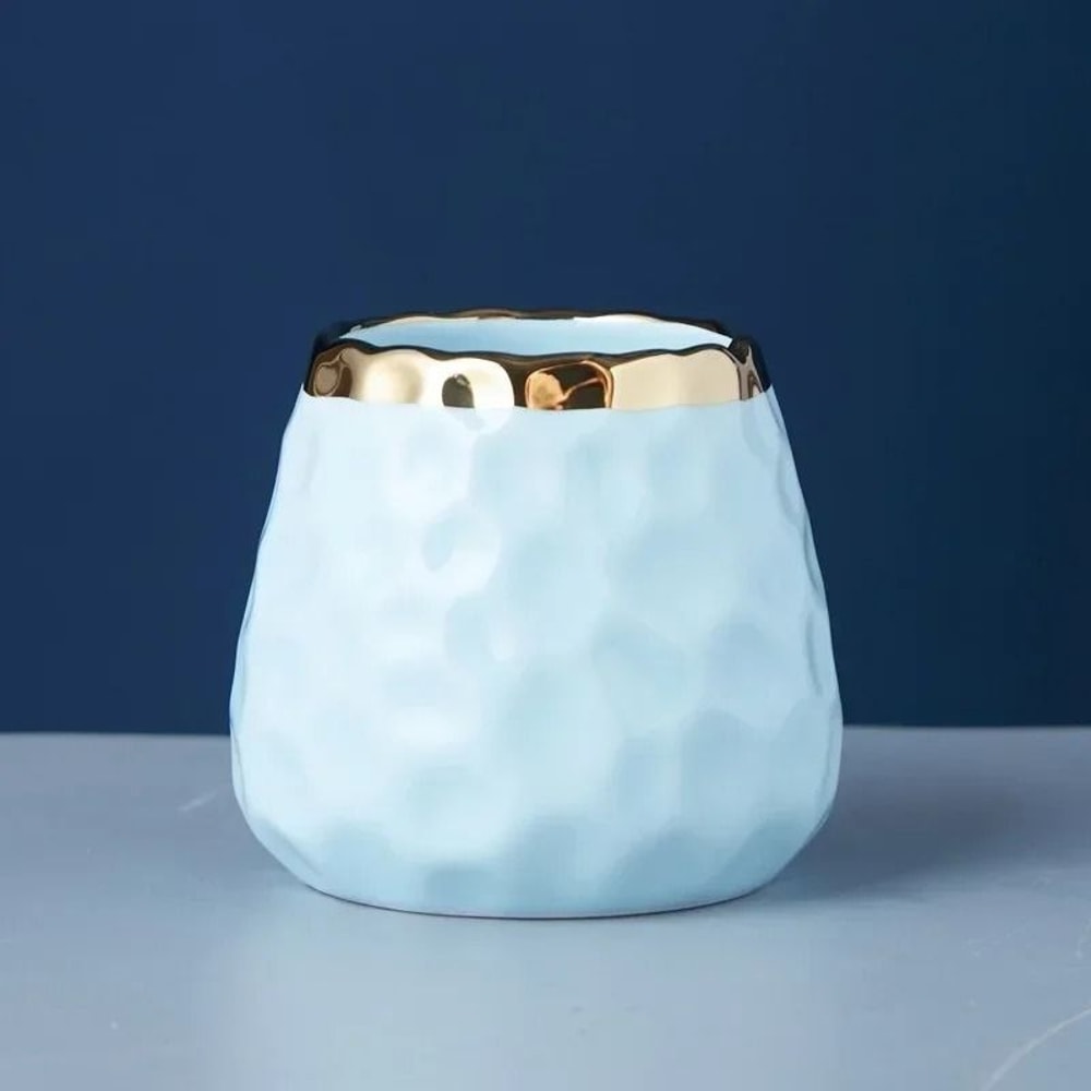 Creative Ceramic Storage Jar Elegant Concave Stria Gold Edge Tableware For Dried Fruits Nuts 8