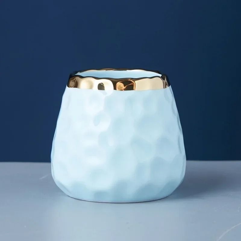 Creative Ceramic Storage Jar Elegant Concave Stria Gold Edge Tableware For Dried Fruits Nuts 8