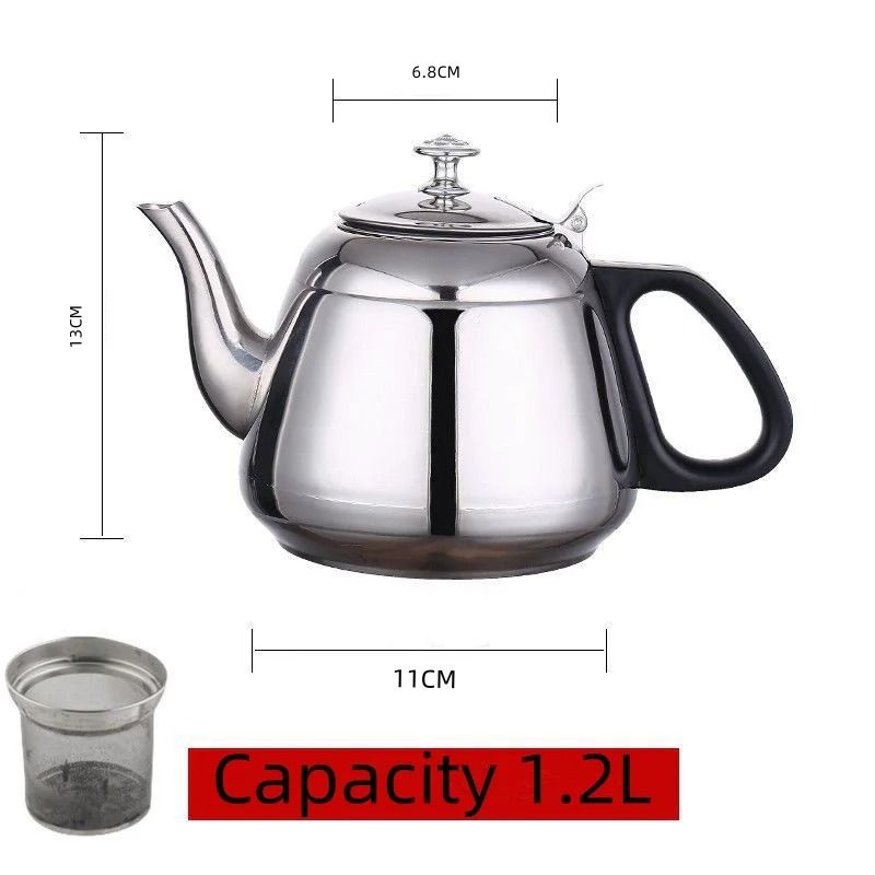 Stainless Steel Teapot Hot Water Kettle Metal Coffee Pot With Tea Strainer 6