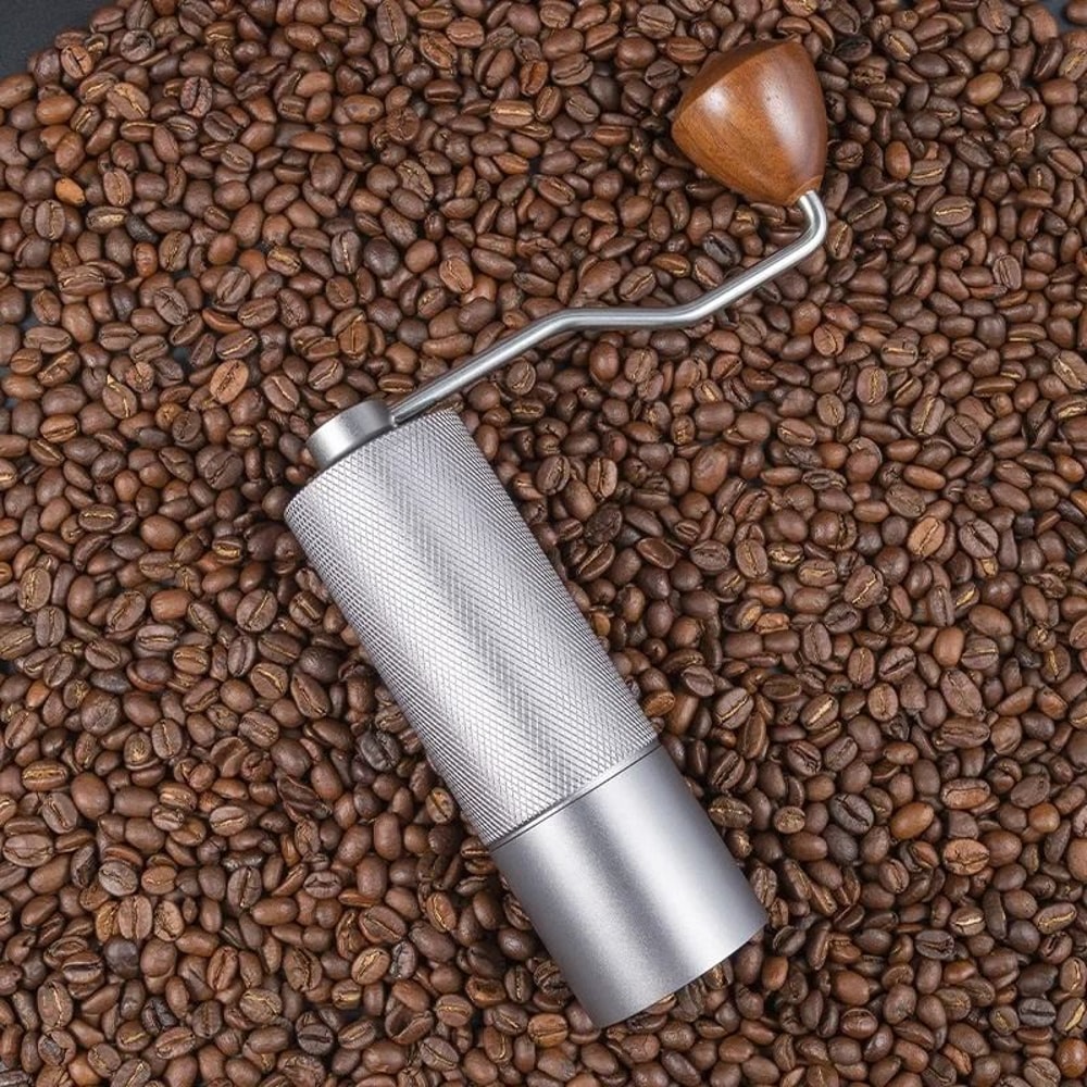 Adjustable Manual Coffee Bean Grinder Diamond Texture CNC Stainless Steel Core Double Bearing 5