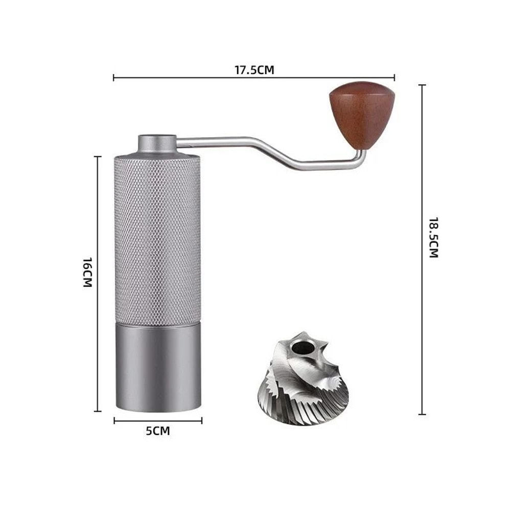 Adjustable Manual Coffee Bean Grinder Diamond Texture CNC Stainless Steel Core Double Bearing 6