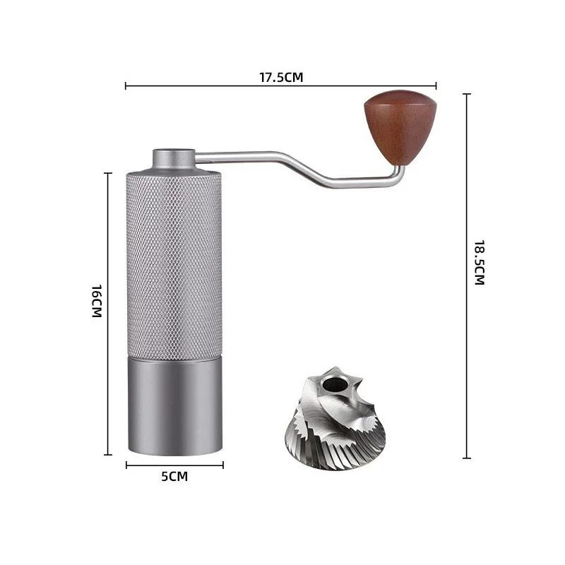 Adjustable Manual Coffee Bean Grinder Diamond Texture CNC Stainless Steel Core Double Bearing 6