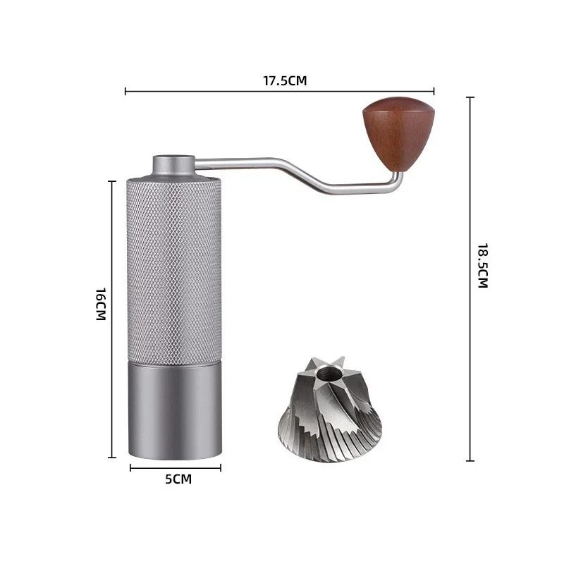 Adjustable Manual Coffee Bean Grinder Diamond Texture CNC Stainless Steel Core Double Bearing 7