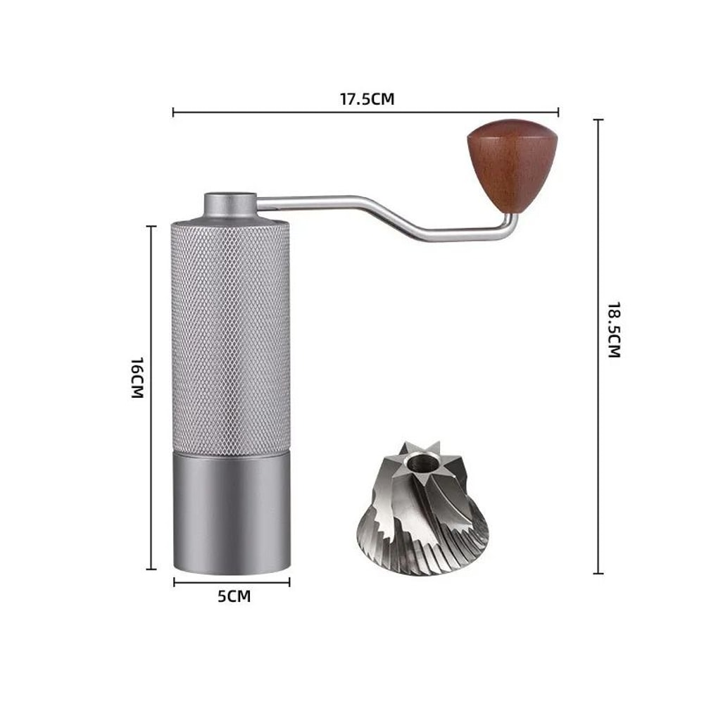 Adjustable Manual Coffee Bean Grinder Diamond Texture CNC Stainless Steel Core Double Bearing 8