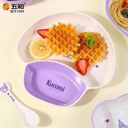 sanrio kuromi cartoon divided plate set – cute kids' anti-fall tableware