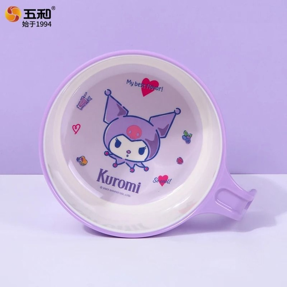 Sanrio Kuromi Cartoon Divided Plate Set Cute Kids AntiFall Tableware 10