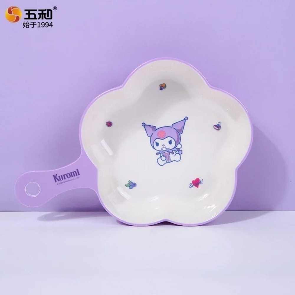 Sanrio Kuromi Cartoon Divided Plate Set Cute Kids AntiFall Tableware 11