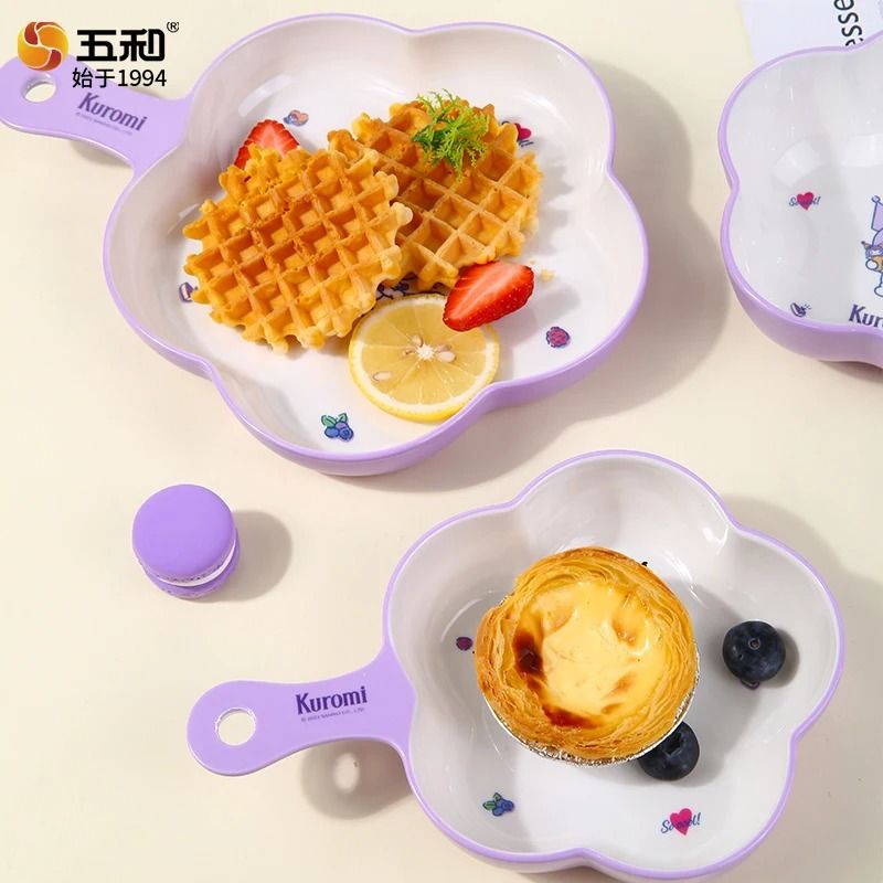 Sanrio Kuromi Cartoon Divided Plate Set Cute Kids AntiFall Tableware 2