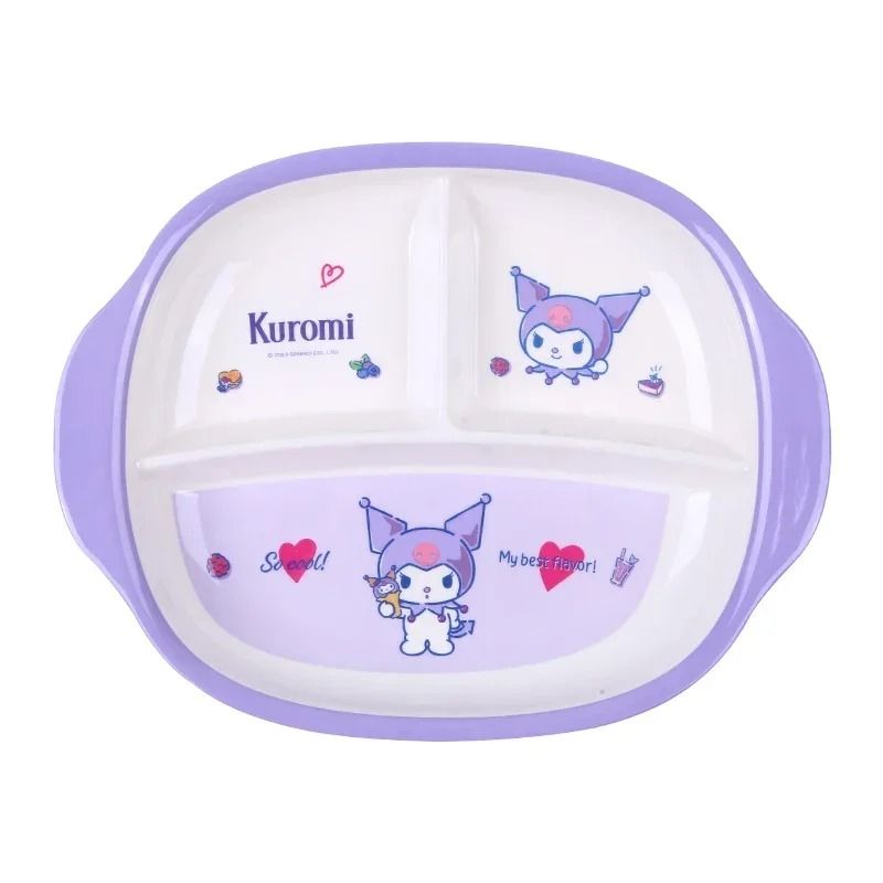 Sanrio Kuromi Cartoon Divided Plate Set Cute Kids AntiFall Tableware 5