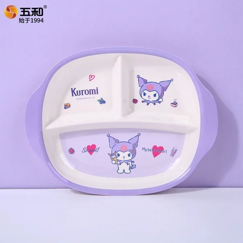 Sanrio Kuromi Cartoon Divided Plate Set Cute Kids AntiFall Tableware 14