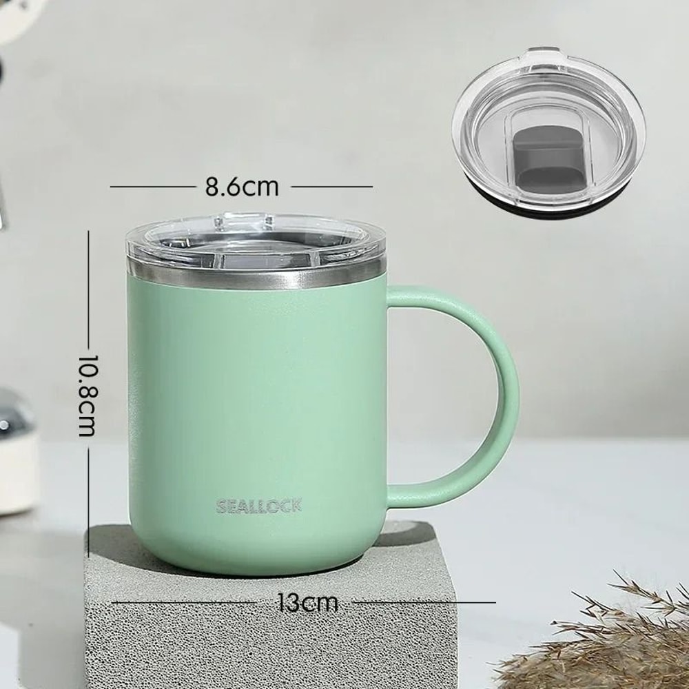 304 Stainless Steel Insulated Water Cup 450ml AntiScalding Milk Juice Mug With Lid 9