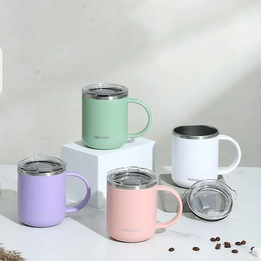 304 Stainless Steel Insulated Water Cup 450ml AntiScalding Milk Juice Mug With Lid 1