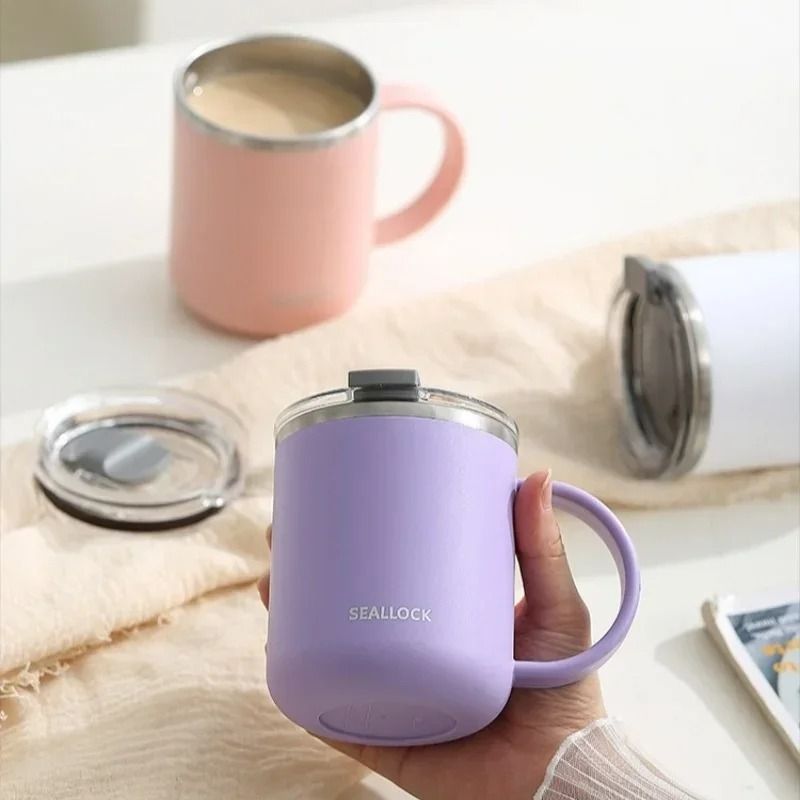 304 Stainless Steel Insulated Water Cup 450ml AntiScalding Milk Juice Mug With Lid 2