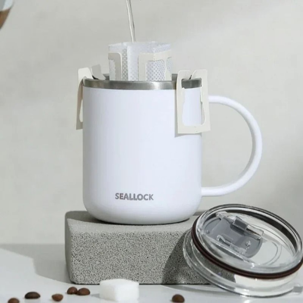 304 Stainless Steel Insulated Water Cup 450ml AntiScalding Milk Juice Mug With Lid 3