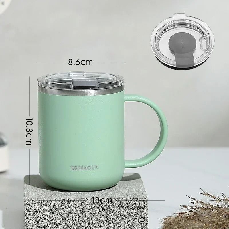304 Stainless Steel Insulated Water Cup 450ml AntiScalding Milk Juice Mug With Lid 6