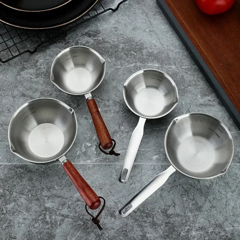 Mini 304 Stainless Steel Oil Pot Small Saucepan With Wooden Handle For Butter Chocolate 2
