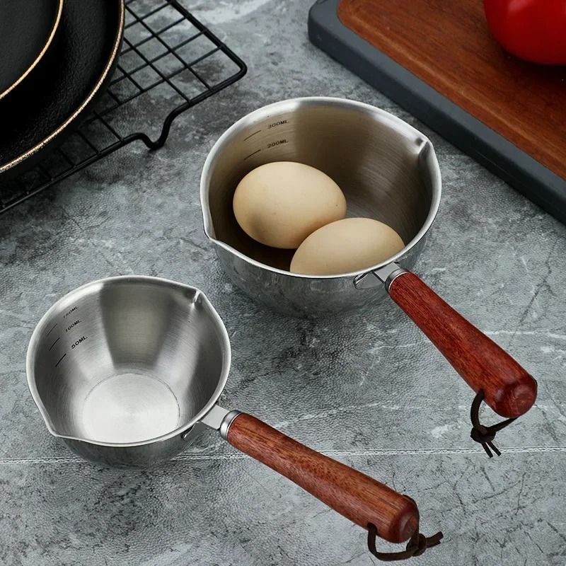 Mini 304 Stainless Steel Oil Pot Small Saucepan With Wooden Handle For Butter Chocolate 3