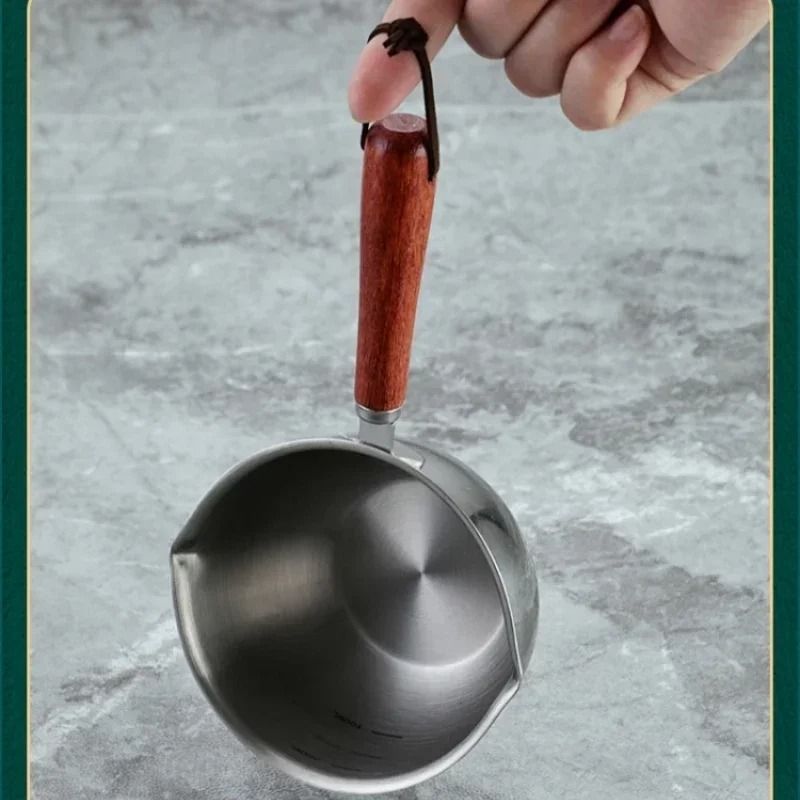 Mini 304 Stainless Steel Oil Pot Small Saucepan With Wooden Handle For Butter Chocolate 4