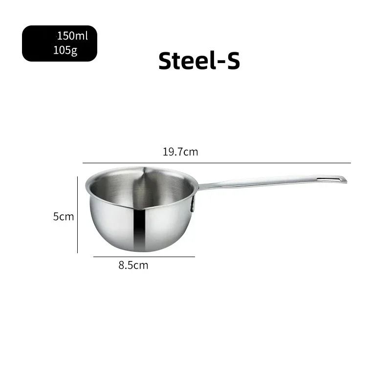 Mini 304 Stainless Steel Oil Pot Small Saucepan With Wooden Handle For Butter Chocolate 6