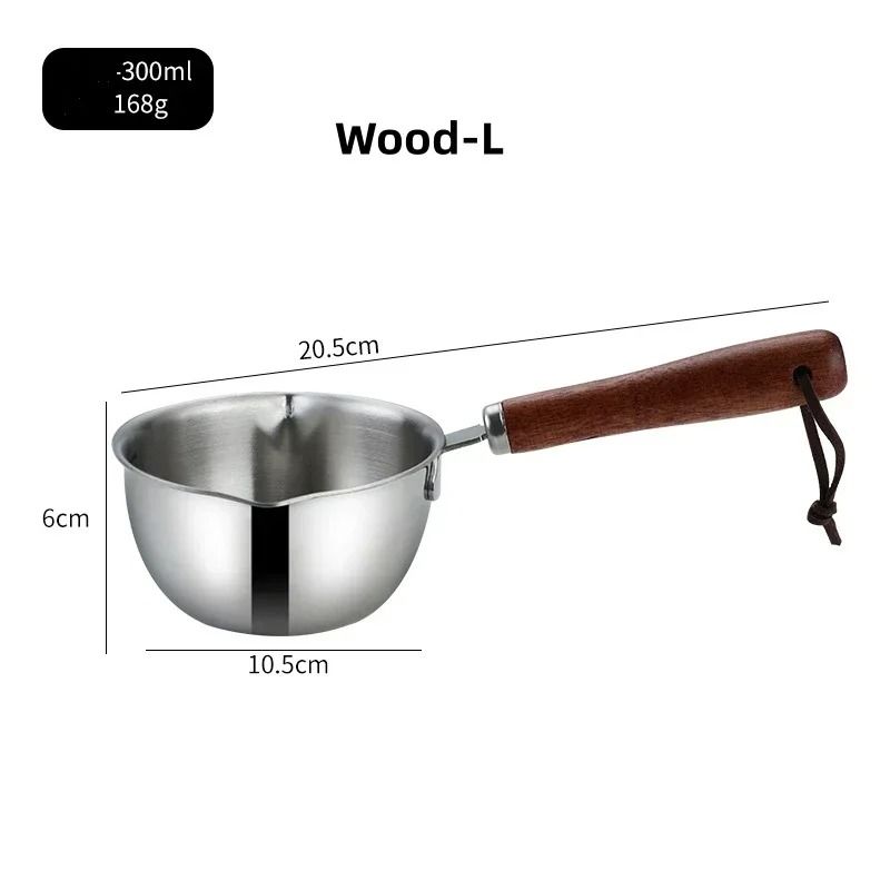 Mini 304 Stainless Steel Oil Pot Small Saucepan With Wooden Handle For Butter Chocolate 8