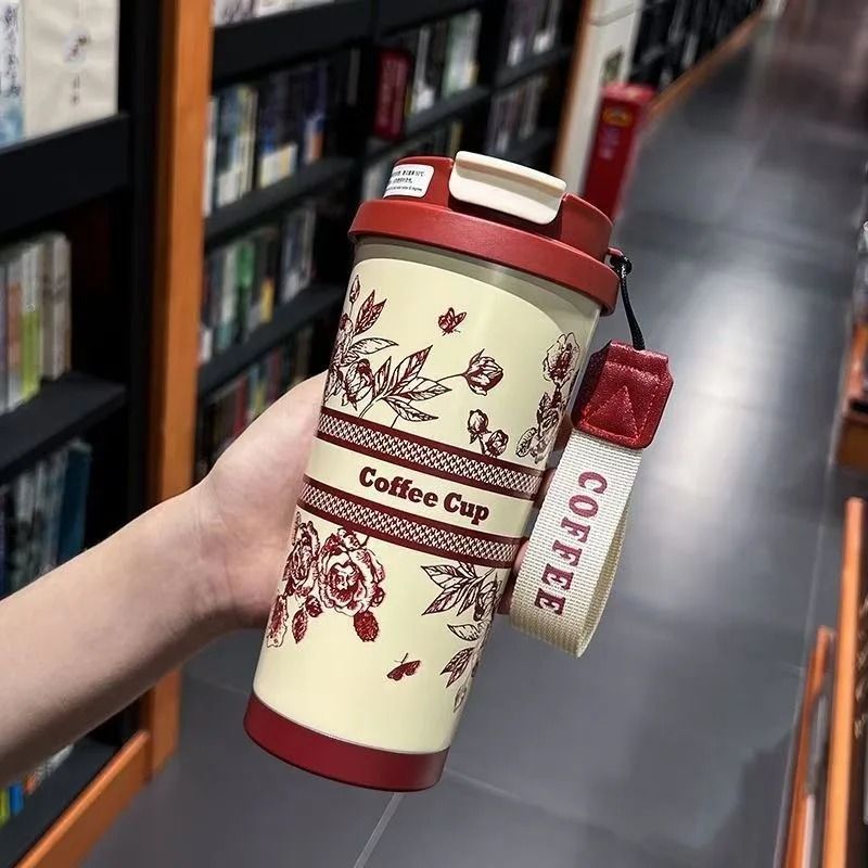 500ml Flower Pattern Insulated Coffee Cup Stainless Steel DoubleWall Vacuum Travel Mug 11