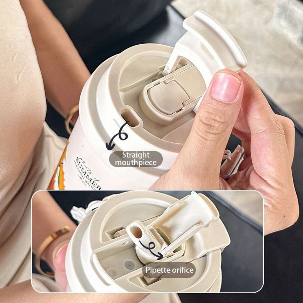 500ml Flower Pattern Insulated Coffee Cup Stainless Steel DoubleWall Vacuum Travel Mug 3