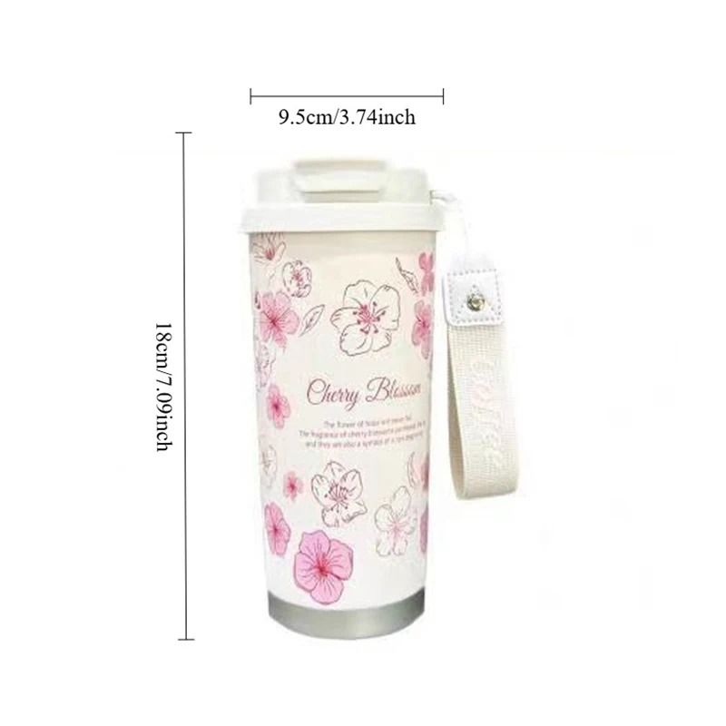 500ml Flower Pattern Insulated Coffee Cup Stainless Steel DoubleWall Vacuum Travel Mug 5