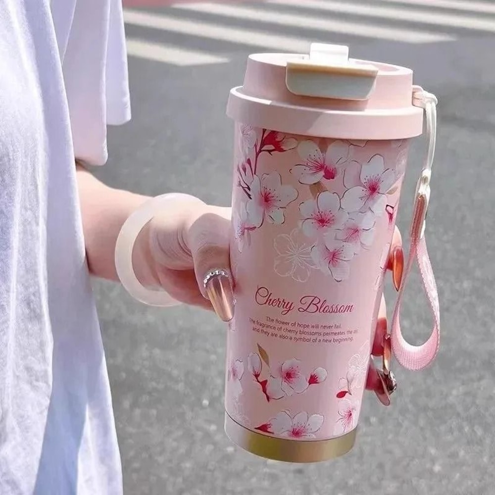 500ml Flower Pattern Insulated Coffee Cup Stainless Steel DoubleWall Vacuum Travel Mug 6