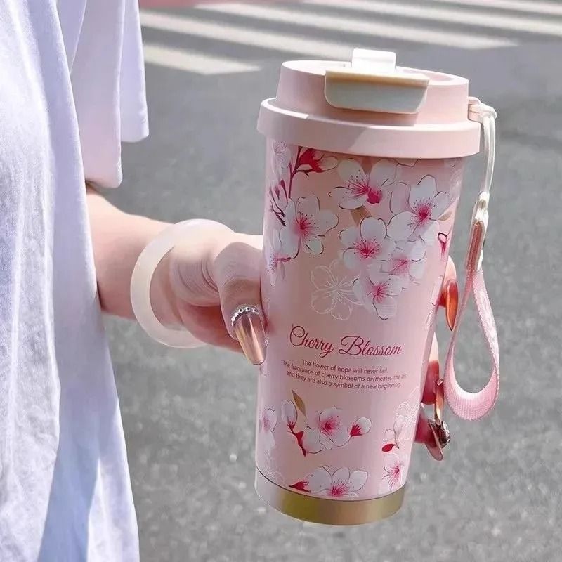 500ml Flower Pattern Insulated Coffee Cup Stainless Steel DoubleWall Vacuum Travel Mug 6