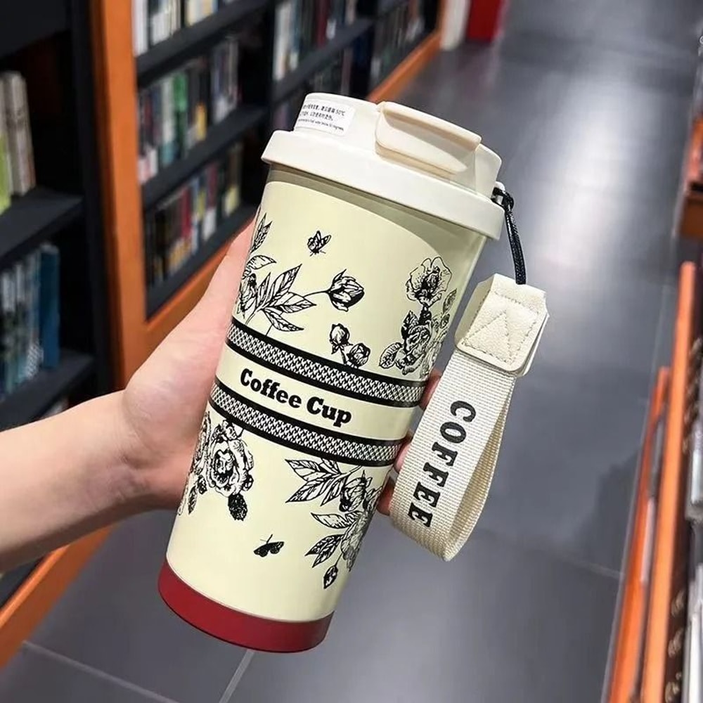 500ml Flower Pattern Insulated Coffee Cup Stainless Steel DoubleWall Vacuum Travel Mug 7