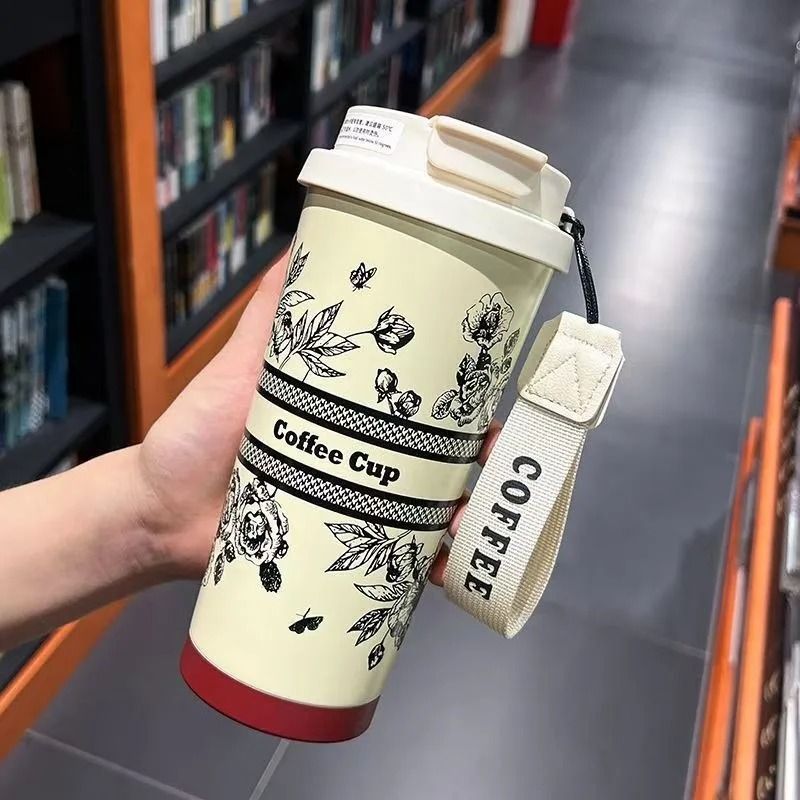500ml Flower Pattern Insulated Coffee Cup Stainless Steel DoubleWall Vacuum Travel Mug 7