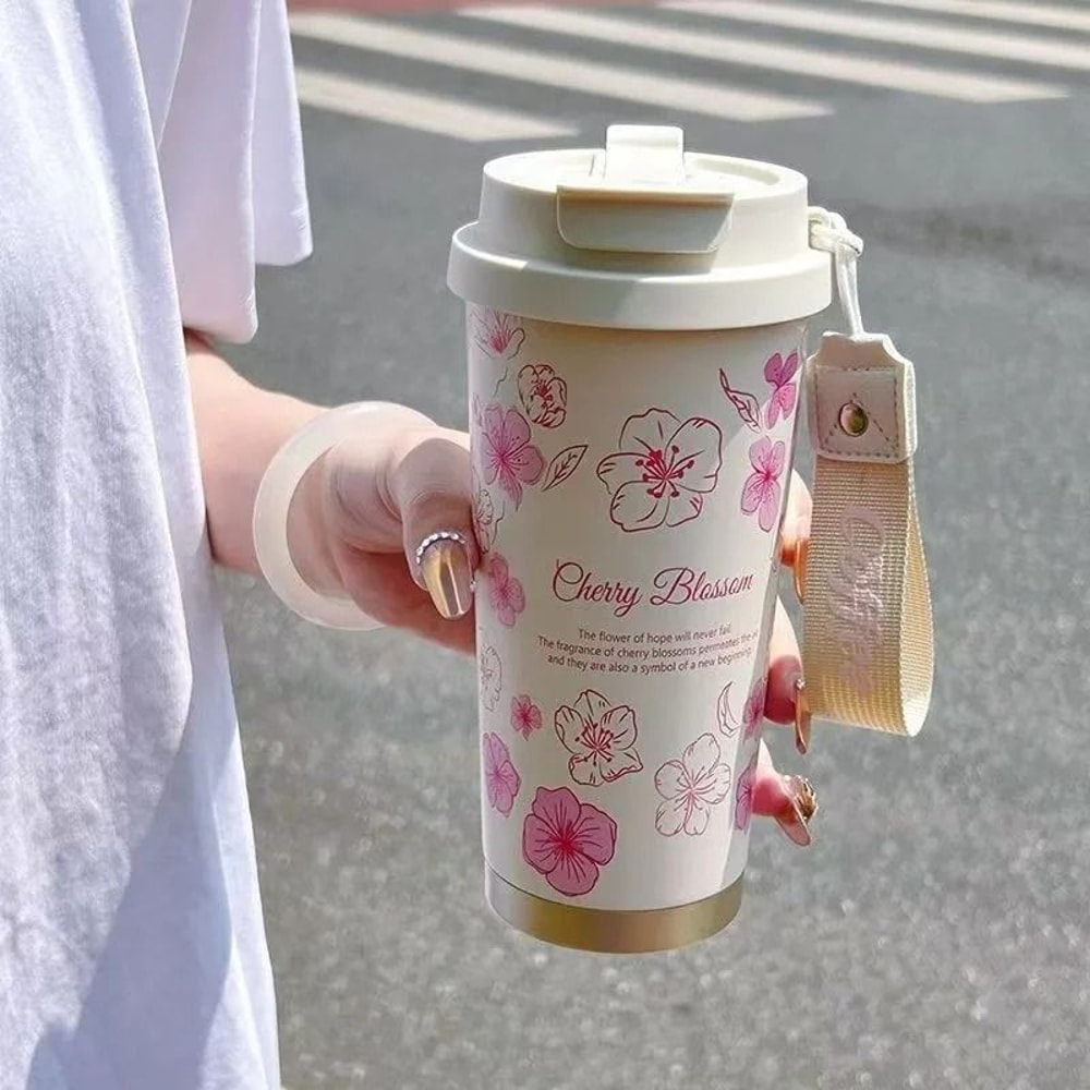 500ml Flower Pattern Insulated Coffee Cup Stainless Steel DoubleWall Vacuum Travel Mug 8