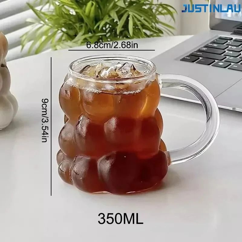 JUSTINLAU Irregular Transparent Glass Cup Heat Resistant Coffee Mug Cocktail Glass 9