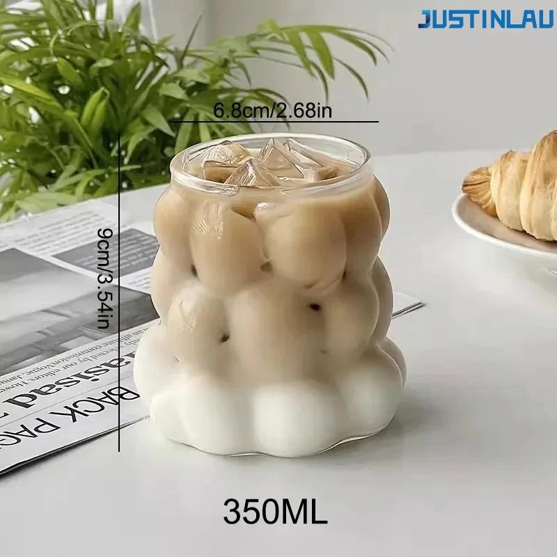 JUSTINLAU Irregular Transparent Glass Cup Heat Resistant Coffee Mug Cocktail Glass 6