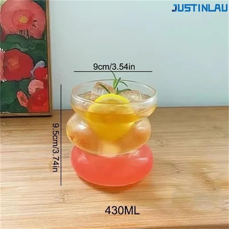 JUSTINLAU Irregular Transparent Glass Cup Heat Resistant Coffee Mug Cocktail Glass 7