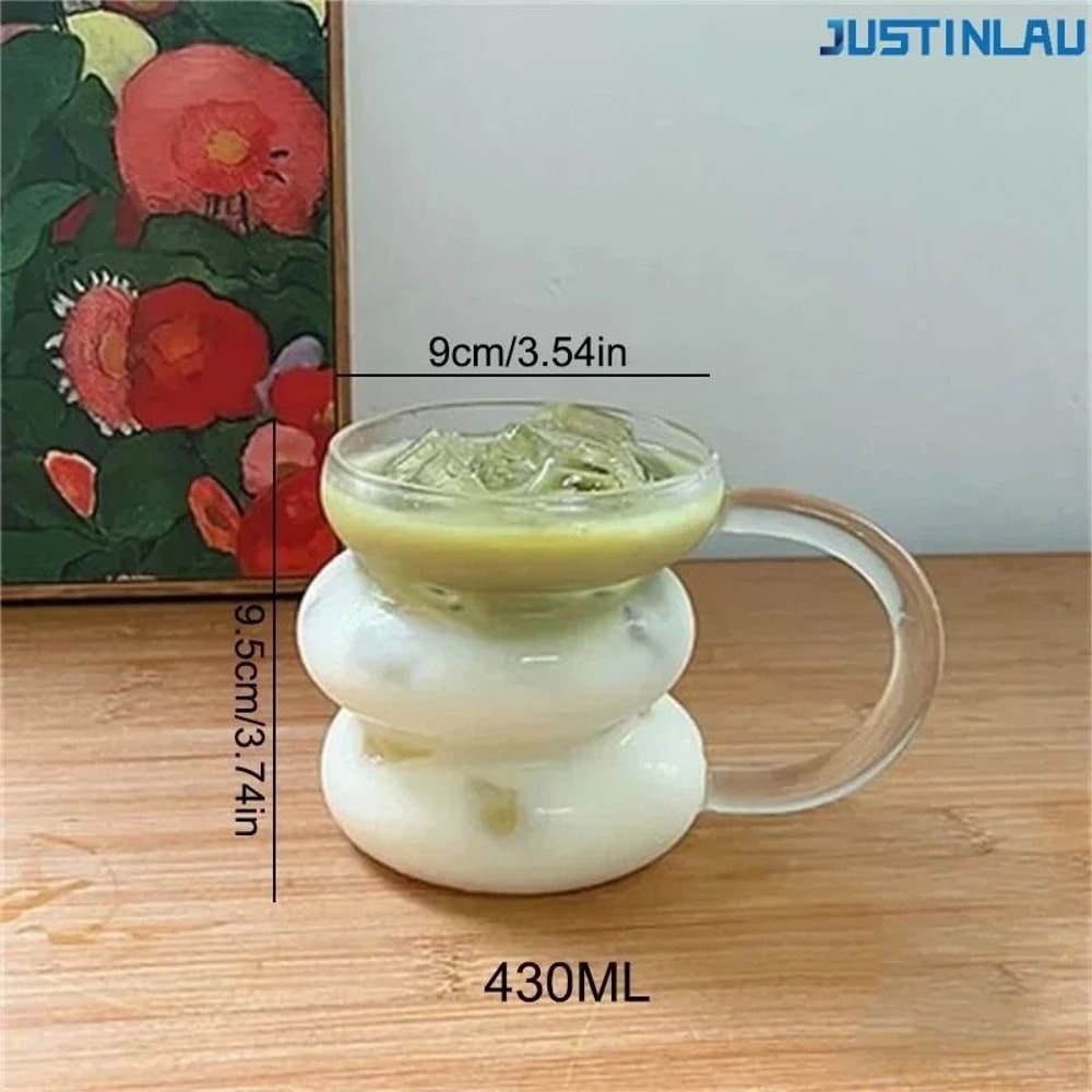 JUSTINLAU Irregular Transparent Glass Cup Heat Resistant Coffee Mug Cocktail Glass 8