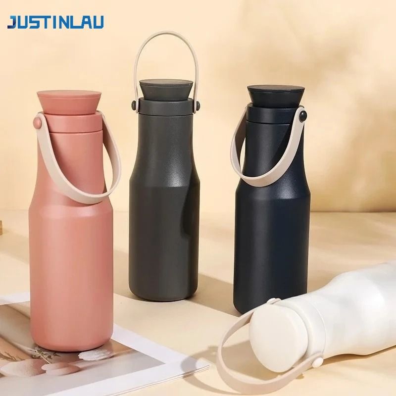 JUSTINLAU Ins Style Portable Vacuum Flask 470ml 304 Stainless Steel HandHeld Thermos 0