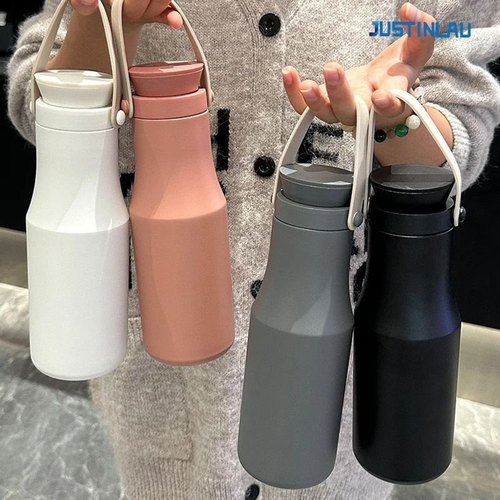 JUSTINLAU Ins Style Portable Vacuum Flask 470ml 304 Stainless Steel HandHeld Thermos 1