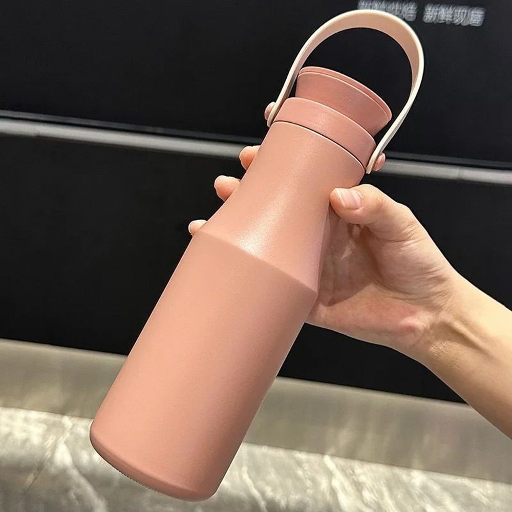 JUSTINLAU Ins Style Portable Vacuum Flask 470ml 304 Stainless Steel HandHeld Thermos 6