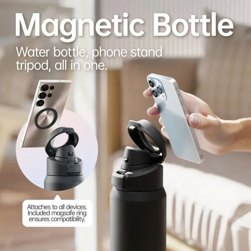 FEIJIAN Stainless Steel Sports Water Bottle Magnetic Phone Holder Bouncing Cover Thermos 1