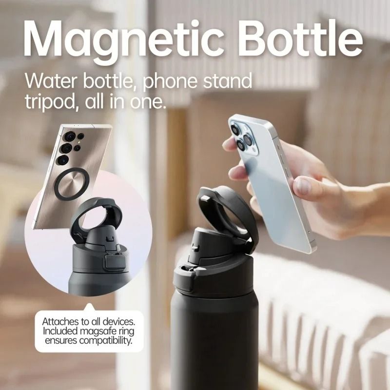 FEIJIAN Stainless Steel Sports Water Bottle Magnetic Phone Holder Bouncing Cover Thermos 1