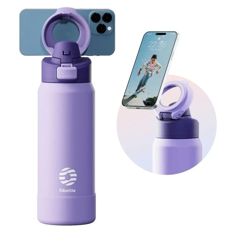 FEIJIAN Stainless Steel Sports Water Bottle Magnetic Phone Holder Bouncing Cover Thermos 10