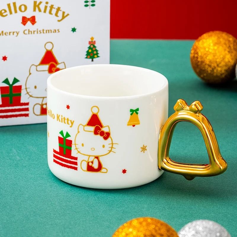 Sanrio Creative Christmas Tree Shape Hello Kitty Ceramic Mug 340ml Household Milk Coffee Cup 5