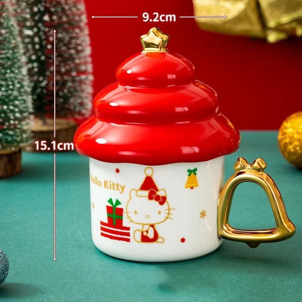 Sanrio Creative Christmas Tree Shape Hello Kitty Ceramic Mug 340ml Household Milk Coffee Cup 7