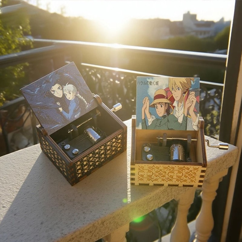 HandCranked Wooden Music Box MerryGoRound Of Life Anime Theme Gift 2
